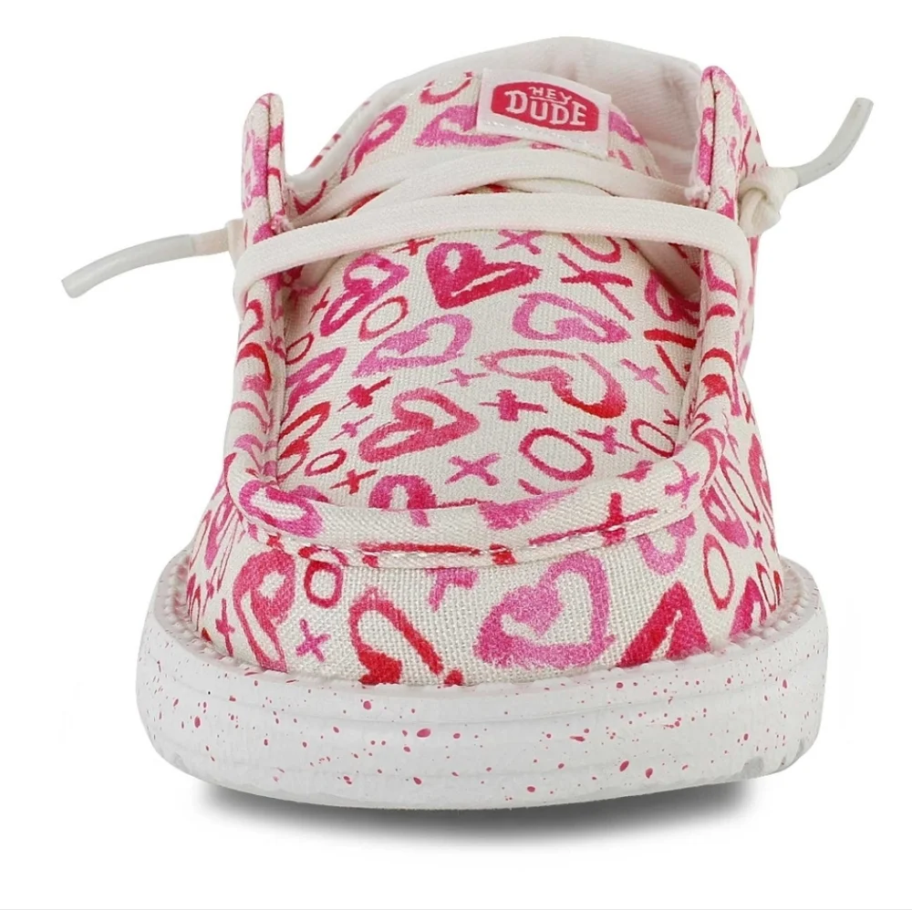 Hey Dude Womens/ Youth  Pink Heart Design
